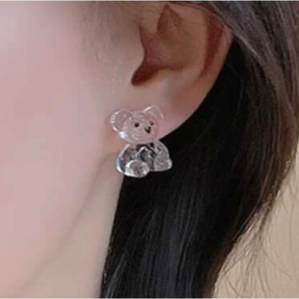 Crystal Clear Bear Earrings - Picture 2 of 3